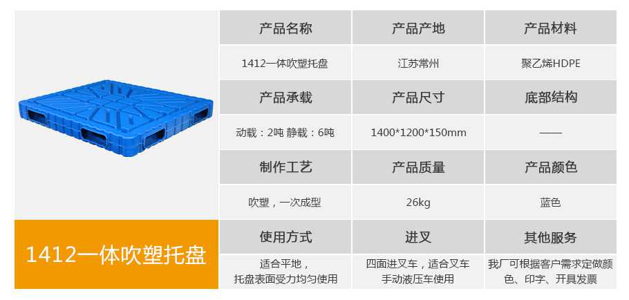 軒盛塑業1412一體成型吹塑托盤
