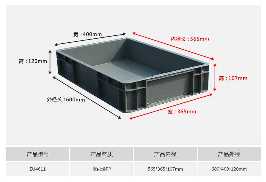 軒盛塑業EU4611塑料物流箱