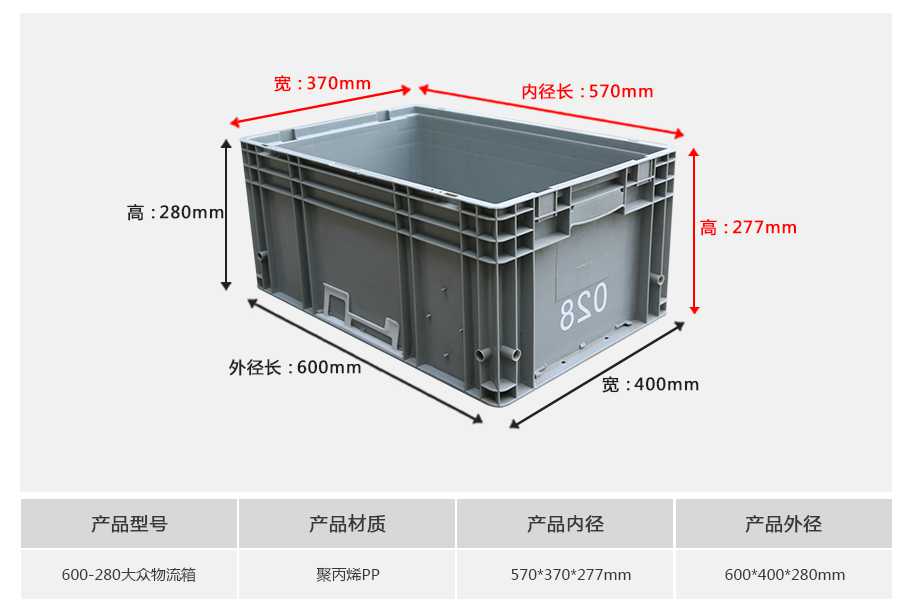 軒盛塑業600-280大眾塑料物流箱
