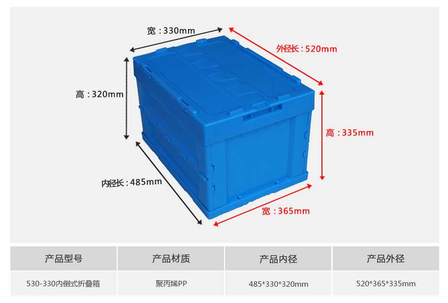 軒盛塑業530-330塑料內倒式折疊周轉箱