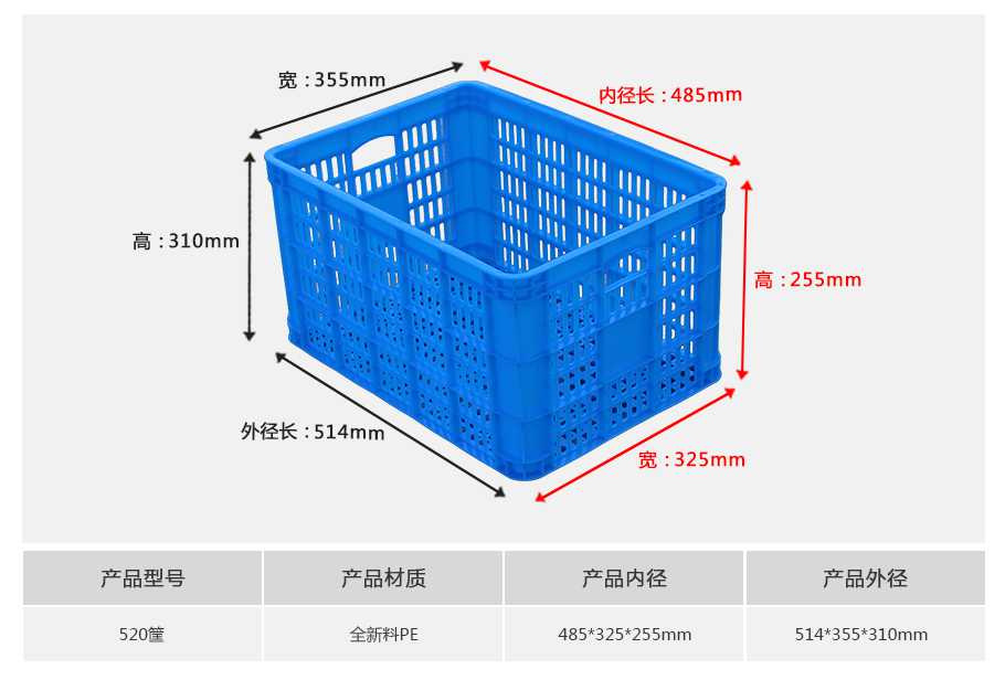 軒盛塑業520塑料周轉筐